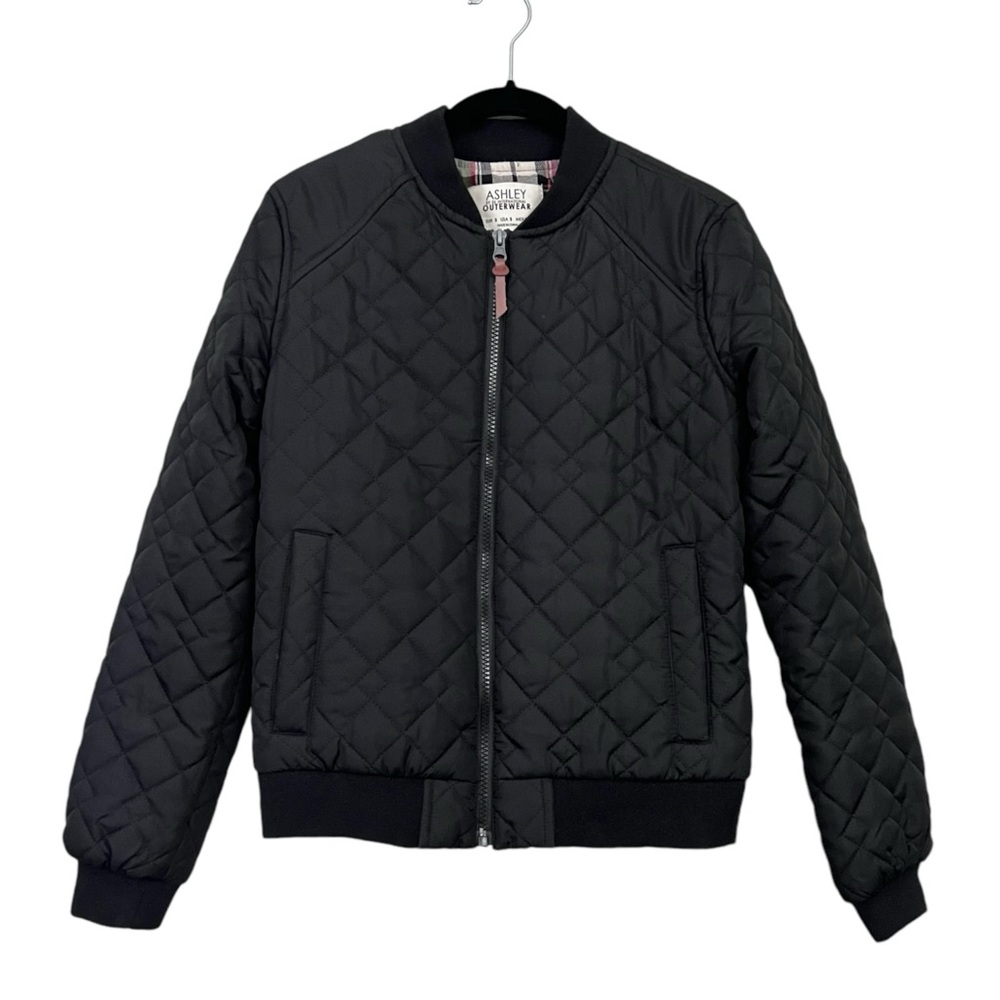 Ashley by 26 International Outerwear Black Quilted Bomber Jacket Small
